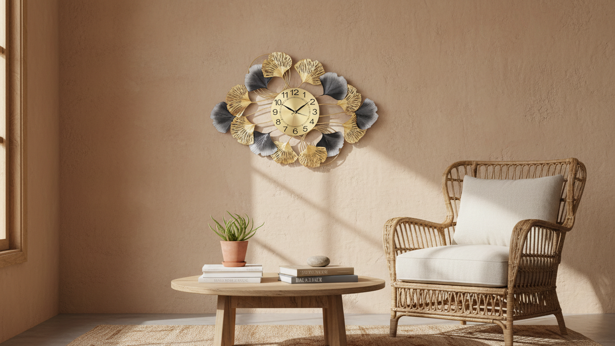 Ginkgo Leaf Clock Bohemian Setting